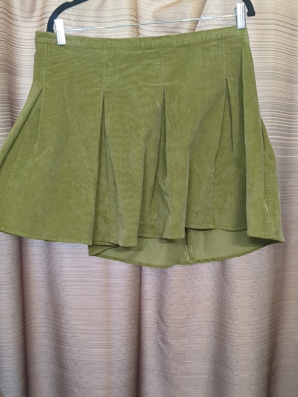 SO Olive Green Corduroy Pleated Mini Skirt